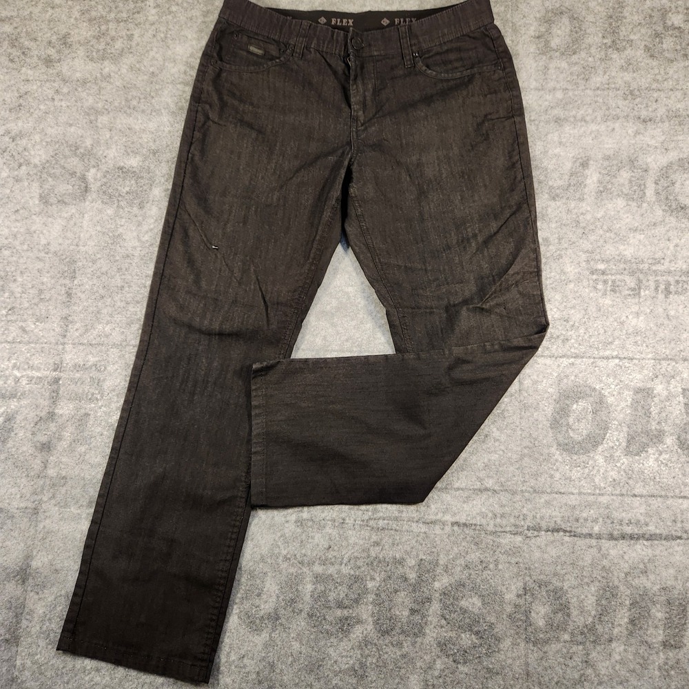 Point Zero Jeans Mens 33x28 Black Straight Mid Rise Flex